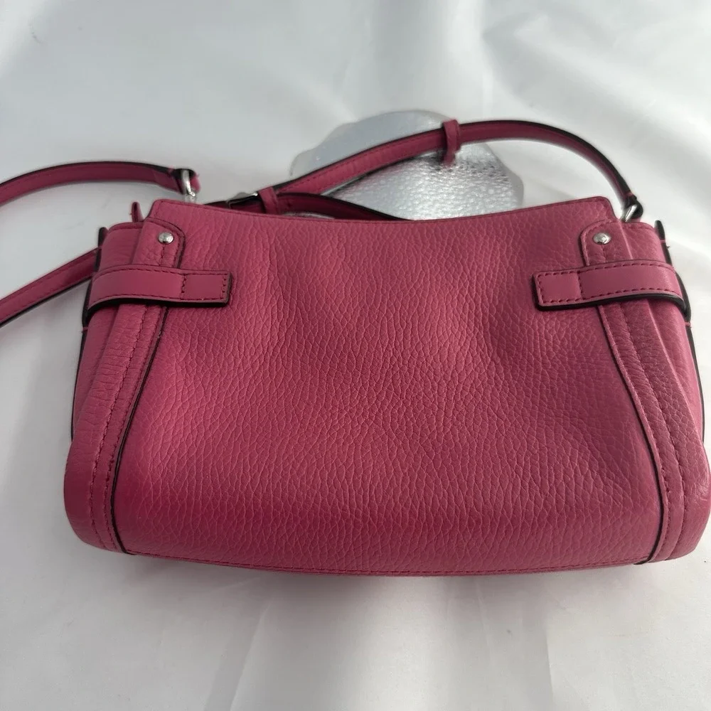 Pink Leather Mini Crossbody Wristlet Bag Turnlock Zip Purse Style 53032